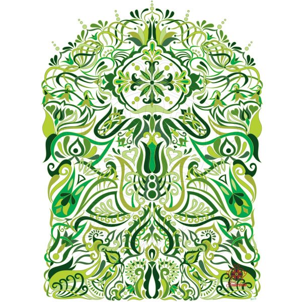 Zöld Erdőben ornamentika a zöld árnyalataiban