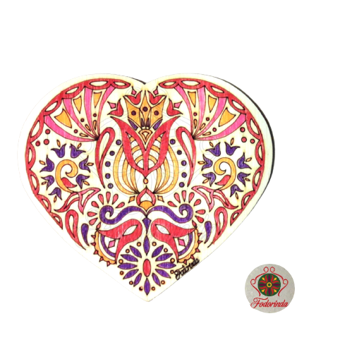 Fodorinda színes szív hűtőmágnes, a szeretet szimbóluma